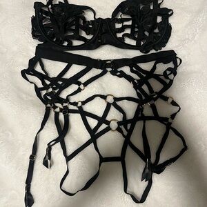 Victoria's Secret Black Strappy Bra Set